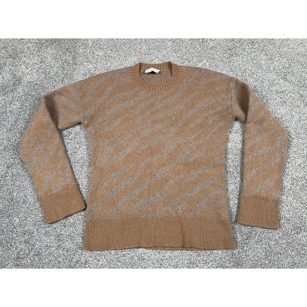 Everlane Sweater Womens Small Brown Alpaca Tiger Jacquard Crewneck Wool Casual